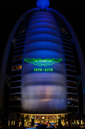 The Burj Al Arab hotel lit up for a centenary gala evening