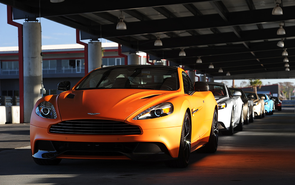 The new 2014 Aston Martin Vanquish at the New Orleans Motorsports Park at the start of its North American journey